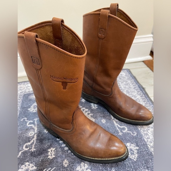 Men’s Mason Western Leather Work Boots Sz 8D - Picture 1 of 4